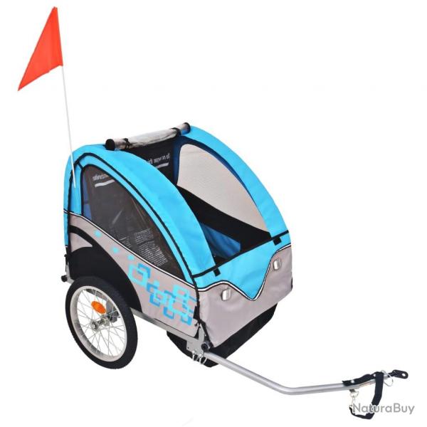 Remorque de vlo gris et bleu 30 kg alsavelo
