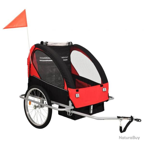 Remorque de vlo et poussette 2-en-1 noir et rouge alsavelo