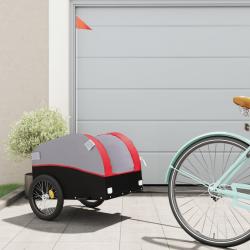 Remorque de vélo noir et rouge 30 kg fer alsavelo