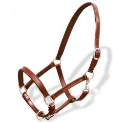 Licol Licou en cuir réglable pour écurie Poney Marron alsavelo