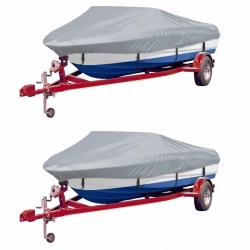 Housses de bateau 2 pcs Gris Longueur 427-488 cm Largeur 229 cm alsavelo