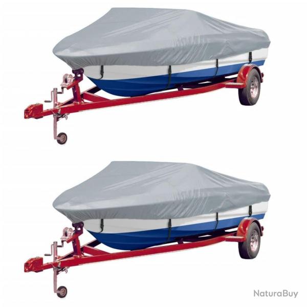 Housses de bateau 2 pcs Gris Longueur 427-488 cm Largeur 229 cm alsavelo