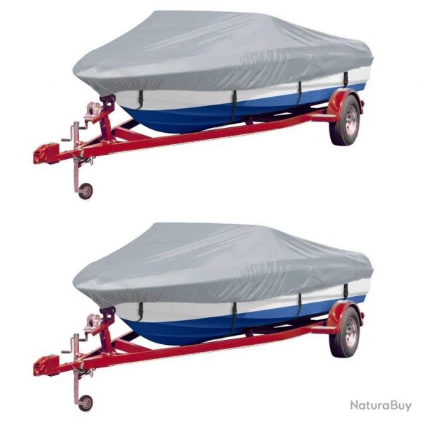 Housses de bateau 2 pcs Gris Longueur 610-671 cm Largeur 254 cm alsavelo