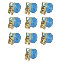 Sangle d'arrimage à cliquet 10 pcs 2 tonnes 6 m x 38 mm Bleu alsavelo