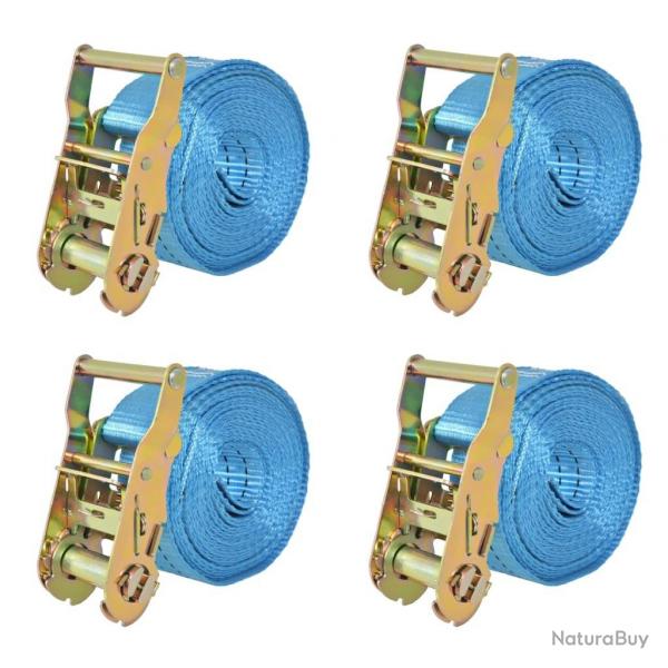 Sangle d'arrimage 4 pcs 2 tonnes 6 m x 38 mm Bleu alsavelo