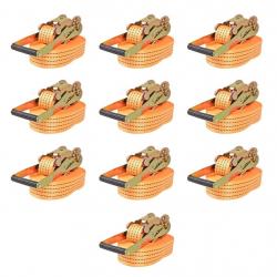 Sangle d'arrimage à cliquet 10 pcs 2 tonnes 8 m x 50 mm Orange alsavelo
