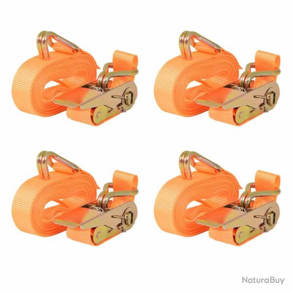 Sangle d'arrimage  cliquet 4 pcs 0,4 tonne 6 m x 25 mm Orange alsavelo
