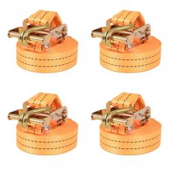 Sangle d'arrimage à cliquet 4 pcs 1 tonne 6 m x 38 mm Orange alsavelo