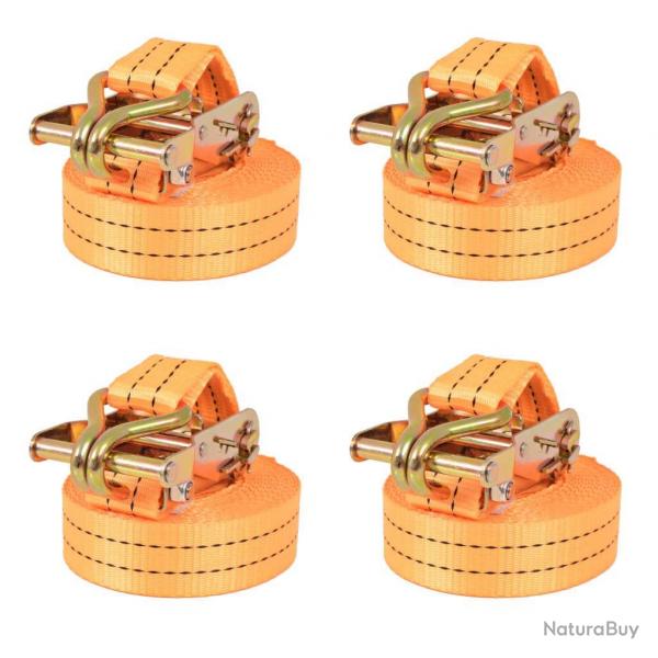 Sangle d'arrimage  cliquet 4 pcs 1 tonne 6 m x 38 mm Orange alsavelo