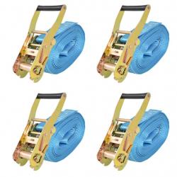 Sangle d'arrimage à cliquet 4 pcs 4 tonnes 8 m x 50 mm Bleu alsavelo