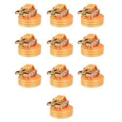 Sangle d'arrimage à cliquet 10 pcs 1 tonne 6 m x 38 mm Orange alsavelo