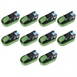 Sangles d'arrimage à cliquet 10 pcs 800 daN 6 m Vert alsavelo