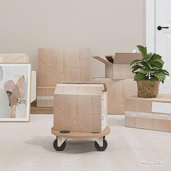 Chariots sur roulettes 2 pcs rond bois d'ingnierie alsavelo