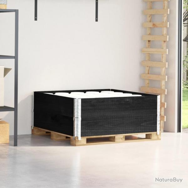 Colliers de palette 2 pcs noir 100x100 cm bois de pin solide alsavelo