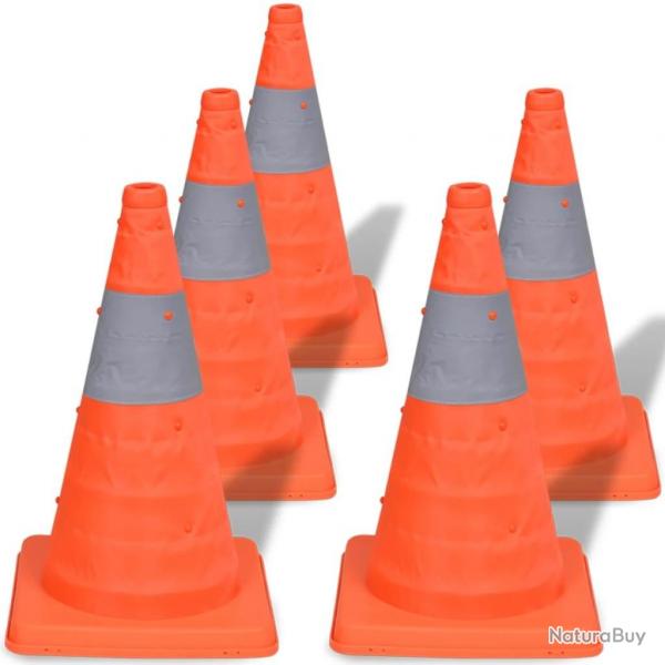 Cnes de signalisation escamotables 5 pcs 42 cm alsavelo