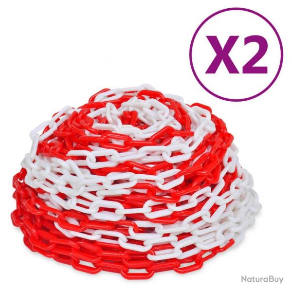 Chanes d'avertissement 2 pcs Rouge et blanc Plastique 30 m alsavelo