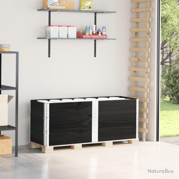 Colliers de palette 3 pcs noir 150x50 cm bois de pin solide alsavelo