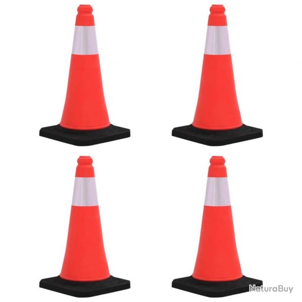 Cnes de signalisation rflchissants  base lourde 4 pcs 50 cm alsavelo