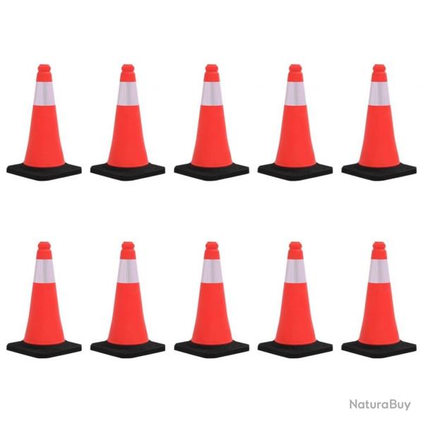 Cnes de signalisation rflchissants  base lourde 10 pcs 50cm alsavelo