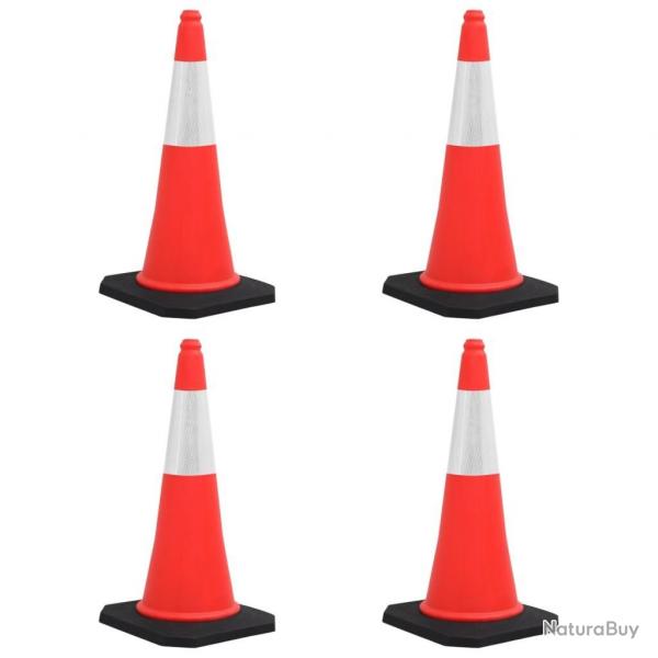 Cnes de signalisation rflchissants  base lourde 4 pcs 75 cm alsavelo