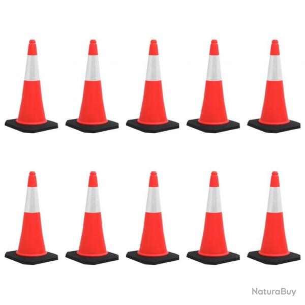 Cnes de signalisation rflchissants  base lourde 10 pcs 75cm alsavelo