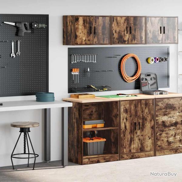 Armoires de garage 2 pcs chne fum bois d'ingnierie alsavelo