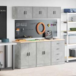 Armoires de garage 6 pcs gris béton bois d'ingénierie alsavelo