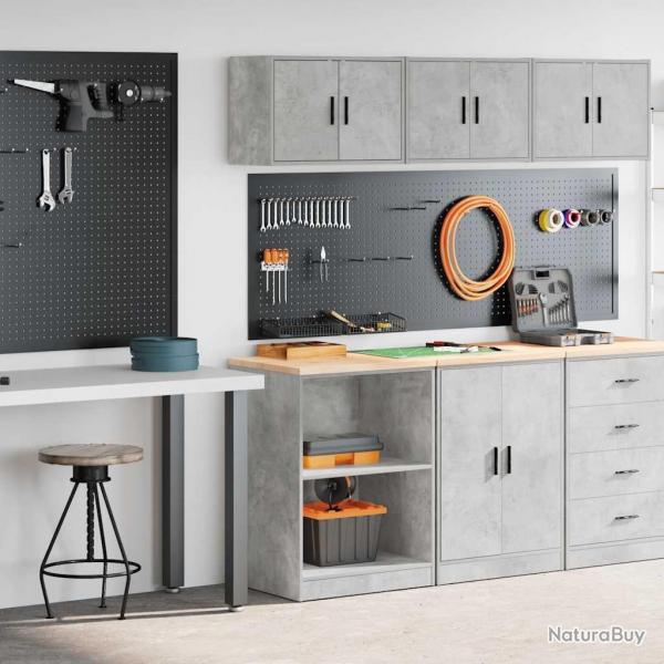 Armoires de garage 2 pcs gris bton bois d'ingnierie alsavelo