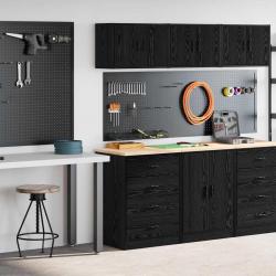 Armoires de garage 2 pcs noir bois d'ingénierie alsavelo
