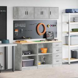 Armoires de garage 6 pcs gris béton bois d'ingénierie alsavelo