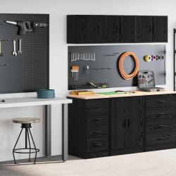 Armoires de garage 2 pcs noir bois d'ingénierie alsavelo