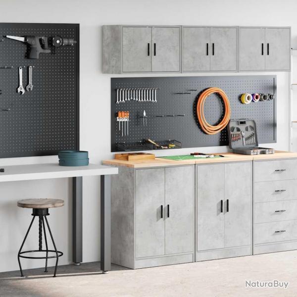Armoires de garage 2 pcs gris bton bois d'ingnierie alsavelo