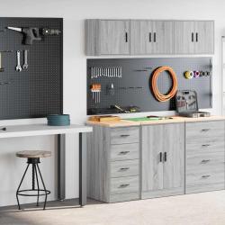 Armoires de garage 2 pcs sonoma gris bois d'ingénierie alsavelo