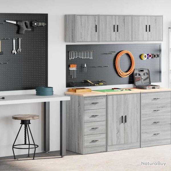 Armoires de garage 2 pcs sonoma gris bois d'ingnierie alsavelo