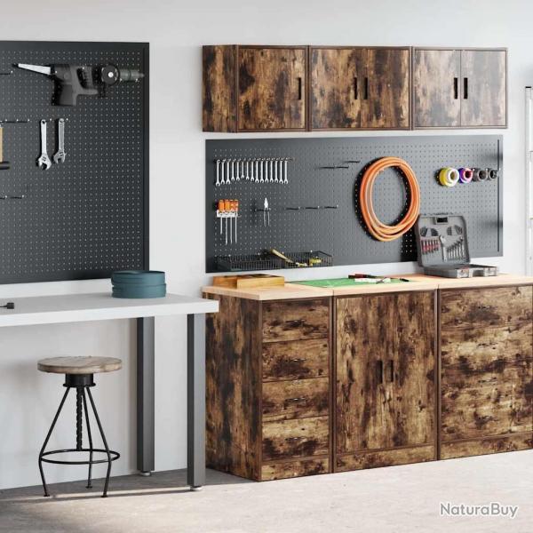 Armoires de garage 2 pcs chne fum bois d'ingnierie alsavelo