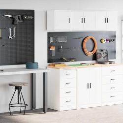 Armoires de garage 2 pcs blanc bois d'ingénierie alsavelo