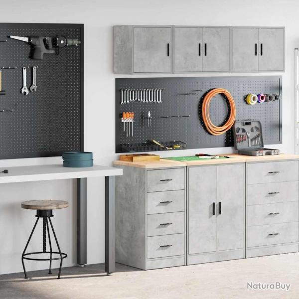 Armoires de garage 2 pcs gris bton bois d'ingnierie alsavelo