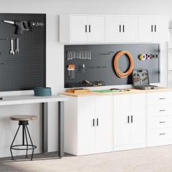 Armoires de garage 2 pcs blanc bois d'ingénierie alsavelo