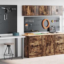 Armoires de garage 2 pcs chêne fumé bois d'ingénierie alsavelo