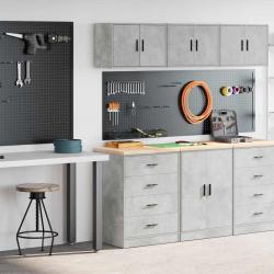 Armoires de garage 2 pcs gris béton bois d'ingénierie alsavelo
