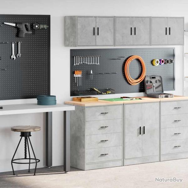 Armoires de garage 2 pcs gris bton bois d'ingnierie alsavelo