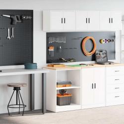 Armoires de garage 2 pcs blanc bois d'ingénierie alsavelo
