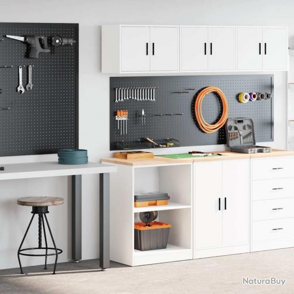 Armoires de garage 2 pcs blanc bois d'ingnierie alsavelo
