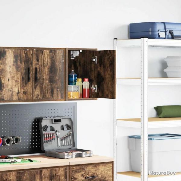 Armoire murale de garage chne fum bois d'ingnierie alsavelo