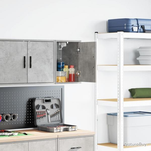 Armoire murale de garage gris bton bois d'ingnierie alsavelo