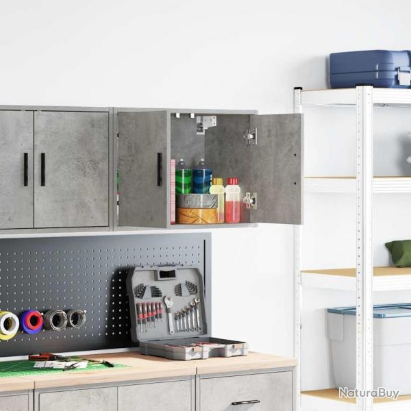 Armoire murale de garage gris bton bois d'ingnierie alsavelo