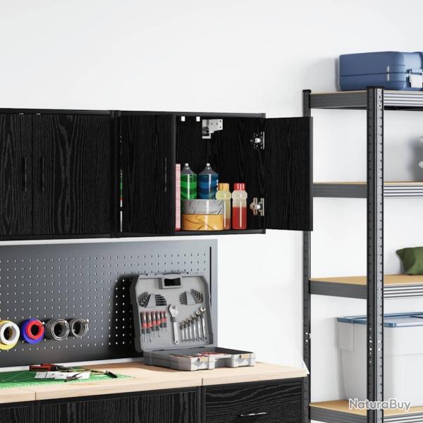 Armoire murale de garage noir bois d'ingnierie alsavelo