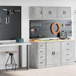 Armoires de garage 2 pcs gris béton bois d'ingénierie alsavelo