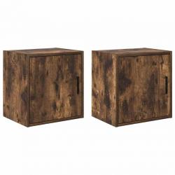 Armoires murales de garage 2 pcs chêne fumé bois d'ingénierie alsavelo
