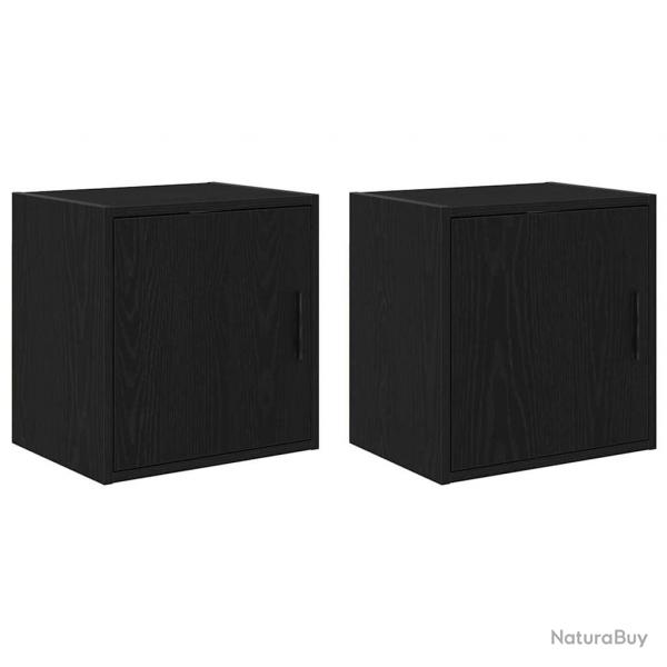 Armoires murales de garage 2 pcs noir bois d'ingnierie alsavelo